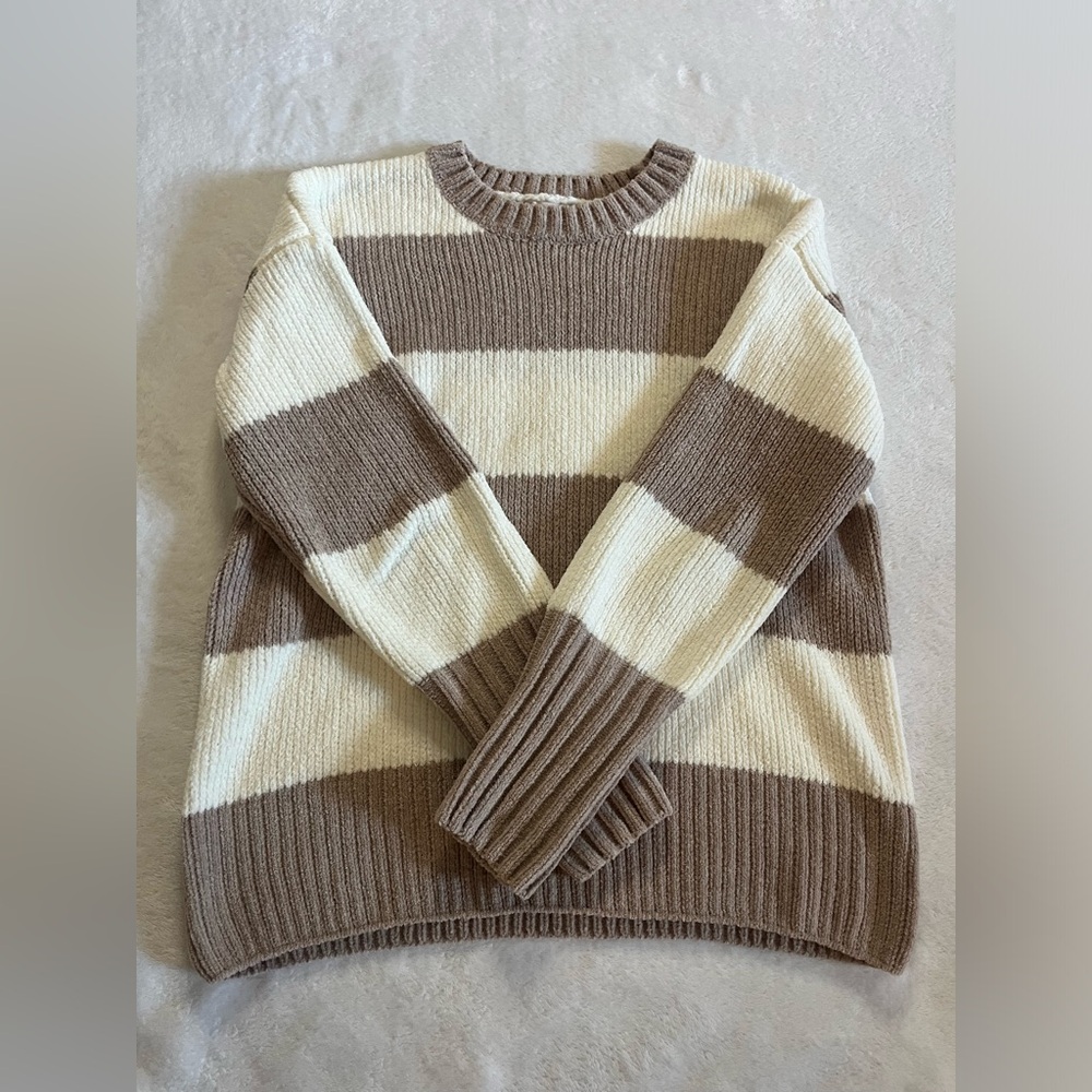 SO Brown/White Striped Sweater